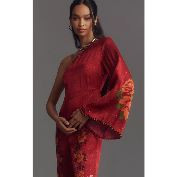 Farm Rio One-Shoulder Satin Jumpsuit - New XL - Picture 3 of 5